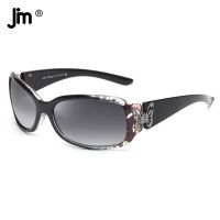 JM Retro Floral Print Polarized Sunglasses Women Lady Vintage Butterfly Decor Oval Gradient Sun Glasses UV400 Cycling Sunglasses