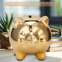 Ceramic Gold Pig Piggy Bank Cute Coin Piggy Bank Creative Home Furnishings Lucky Pig Decoration Gold Pig