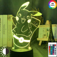 Pokemon Pikachu 3D Led Night Light Pikaqiu อะนิเมะน่ารักโคมไฟพ็อกเก็ตมอนสเตอร์แสงที่มีสีสันเด็กของขวัญ Lampara Touch Sensor