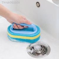 ✒❁ Kitchen Sponge Wipe with Handle Cleaning Brush Bathroom Tile Glass Cleaning Sponge Thickening Stain Removal Clean Brush