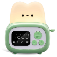 1 Piece Timer Clock Toaster Lamp Cute Night Light with Time Management Tool and Table Clock Alarm Digital Timer Easy to Use for Kids Green