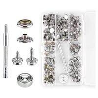 120Pcs Snap Fasteners Marine Canvas Snaps Set Kit With 2Pcs Setting Tool Stainless Steel Snap Buttons Snaps With Screws Haberdashery