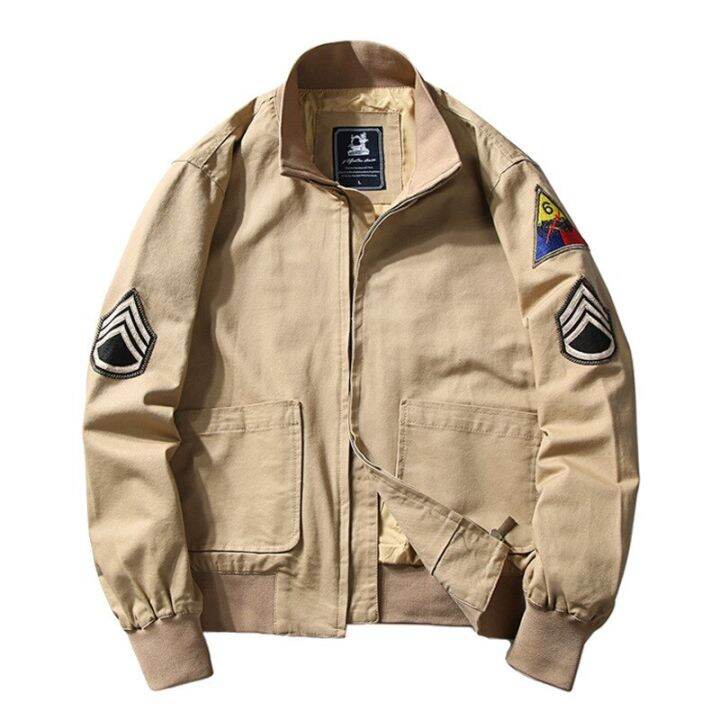 2022 Brad Pitt Fury WW2 Tanker Khaki Spring Military Cotton Bomber