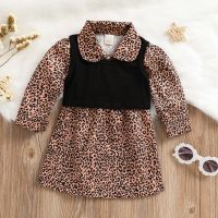 1-4Y Autumn Kids Girls Clothes Leopard Long Sleeve Shirt Dress+Camisole Children Fashion Style 2pcs Girl Clothing Sets  by Hs2023