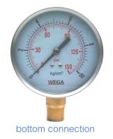 เกจแรงดูด-แรงดัน 2.5" เกลียวล่าง WEGA pressure gauge เหล็ก ขอบโครเมี่ยม ขนาดหน้าปัด 2.5 นิ้ว เกลียว 1/4" ออกด้านล่าง