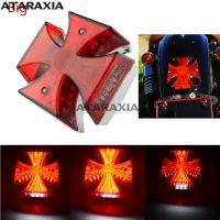 Universal Motorcycle Red Cross LED Taillight Brake Rear License Plate Light bike Tail Light for Kawasaki VN Vulcan Classic 900