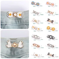 Detachable Daisy Flower Metal Buttons Snap Fastener waist Buckle For Jeans Retractable Button Removable Buckles For Pant Waist Belts