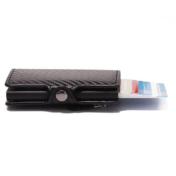 layor-wallet-2022กระเป๋า-rfid-ผู้ถือบัตรโลหะปุ่มเหรียญกระเป๋าสตางค์ป้องกันแฟชั่นคาร์บอนไฟเบอร์กระเป๋าสตางค์ผู้ชายบางกระเป๋าสตางค์กรณีบัตรป้องกันการโจรกรรม