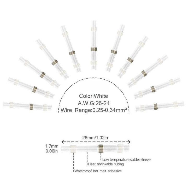 50pcs-white-solder-seal-sleeve-splice-terminals-heat-shrink-connectors-waterproof-insulated-crimp-terminal-electrical-circuitry-parts