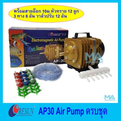 ( สุดคุ้ม+++ ) RESUN AP-30 Air Pump พร้อมสายอ๊อก 10 เมตร รวมหัวทราย 12 ลูก(คละสี) สามทาง 6 ตัว วาล์วปรับแรงลม 12 ตัว ราคาถูก วาล์ว ควบคุม ทิศทาง วาล์ว ไฮ ด รอ ลิ ก วาล์ว ทาง เดียว วาล์ว กัน กลับ pvc