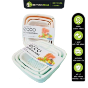Thau rổ Ecoco BEHOMEMALL Bộ rổ nhựa vuông 6 món Việt Nhật dày đẹp Giao Màu