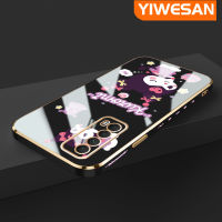 YIWESAN เคสสำหรับ Huawei Y7A P สมาร์ท2021ลายการ์ตูนน่ารักลวดลาย Kuromi ดีไซน์ใหม่เคสมือถือซิลิโคนชุบหรูหราปกป้องกล้องฝาปิดเลนส์เต็มรูปแบบเคสนิ่มเคสกันกระแทก