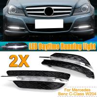 2Pcs LED วิ่งกลางวันไฟตัดหมอกแสง DRL สำหรับ Mercedes Benz W204 C-Class 2011-2013 2048803224/2048803324/MB1039117