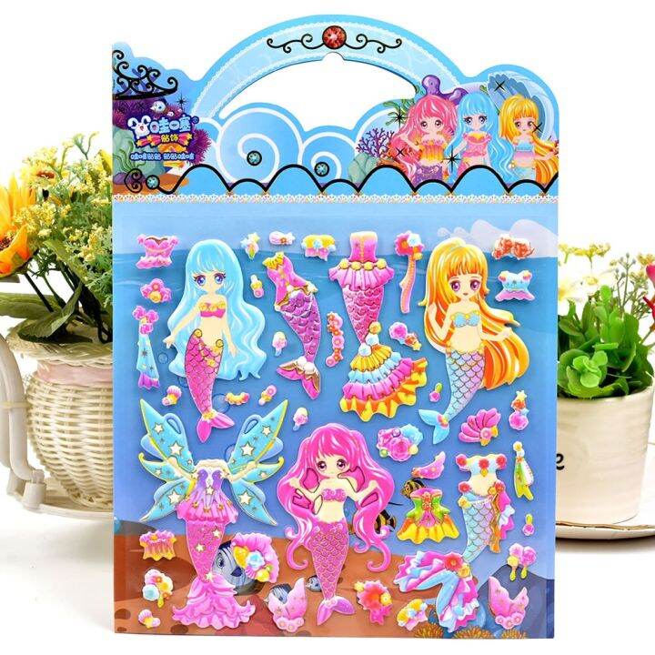 cod-stickers-girl-mermaid-princess-dress-up-children-three-dimensional-baby-fun-kindergarten