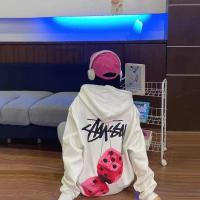 A grade trendy brand Stuˉssˉy mens and womens autumn and winter plus velvet loose classic dice pullover hoodie hooded sweatshirt