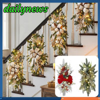 [Dailynews] หรีดคริสต์มาส60ซม. กับไฟเส้นสำหรับวันหยุดคลาสสิก,บันได Swag หน้าต่างด้านหน้าประตูพวงมาลัยคริสมาสต์ในบ้าน
