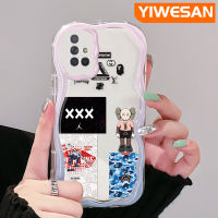 YIWESAN เคสปลอกสำหรับ Samsung Galaxy A72 4G A72 5G เคส A71แนวโน้มแฟชั่นลายกราฟฟิตีแนวสตรีทหุ่นยนต์สุดเท่ขอบโค้งเคสใสโปร่งแสงเนื้อครีมฝาครอบป้องกันเคสมือถือ