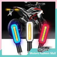 ไฟสัญญาณไฟเลี้ยวรถจักรยานยนต์ LED อเนกประสงค์2ชิ้นไฟ DRL Moto ตัวบ่งชี้กะพริบไฟได้กะพริบแบบไหลได้โคมไฟแบบยืดหยุ่นหาง Moto