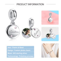 ELESHE 925 Sterling Silver Personalized Custom Photo Bead Forever Sister Pendant Charm Fit Original Bracelet DIY Jewelry