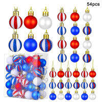 54pcs July 4th Hanging For Tree Plastic Christmas Memorial Day Patriotic Home USA Themed Gifts American Flag Holiday Ball Ornament