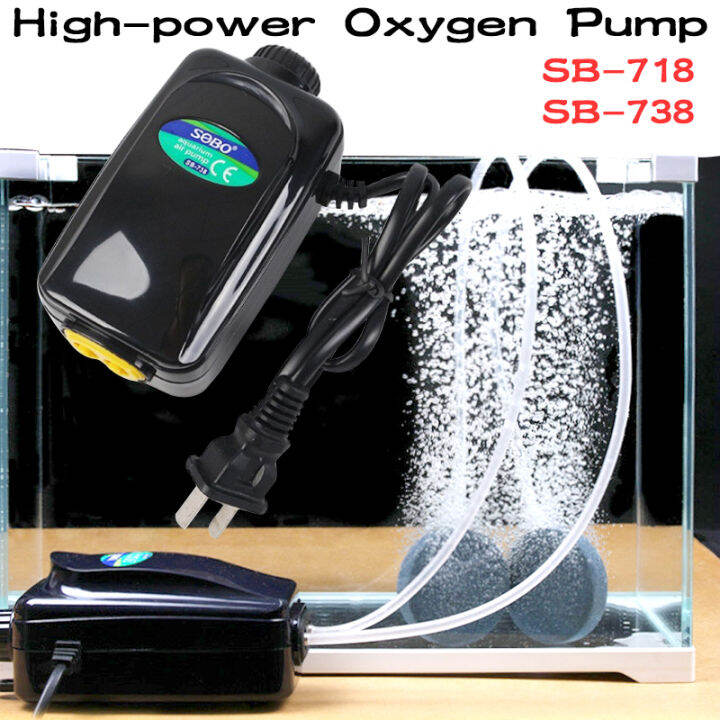 SOBO Silent Aquarium Air Pump Oxygen Pond Aerator Water Fish Tank SB ...