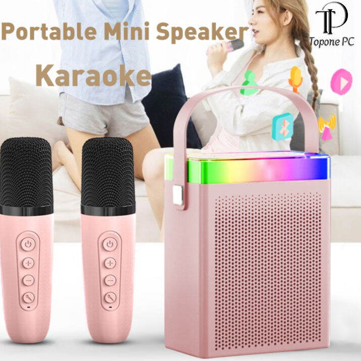 Wireless Bluetooth Dual Microphone Karaoke Speaker 3D Stereo Amplifier ...