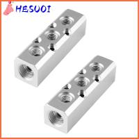 HESUOI 2PCS พอร์ตเธรด PT ท่อร่วมนิวเมติก3ทาง G1/2พอร์ตจ่ายไฟ พอร์ตเอาท์พุต G1/4นิ้ว ตัวเชื่อมต่อตัวส่งท่อร่วมอากาศ ตัวจ่ายก๊าซ อะลูมิเนียมอัลลอยด์ บล็อกการกระจายอากาศ เครื่องอัดอากาศ