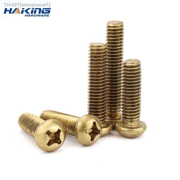 5-50pcs-m2-m2-5-m3-m4-m5-m6-gb818-pure-copper-brass-cross-round-phillips-pan-head-screw-bolt-length-6-50mm