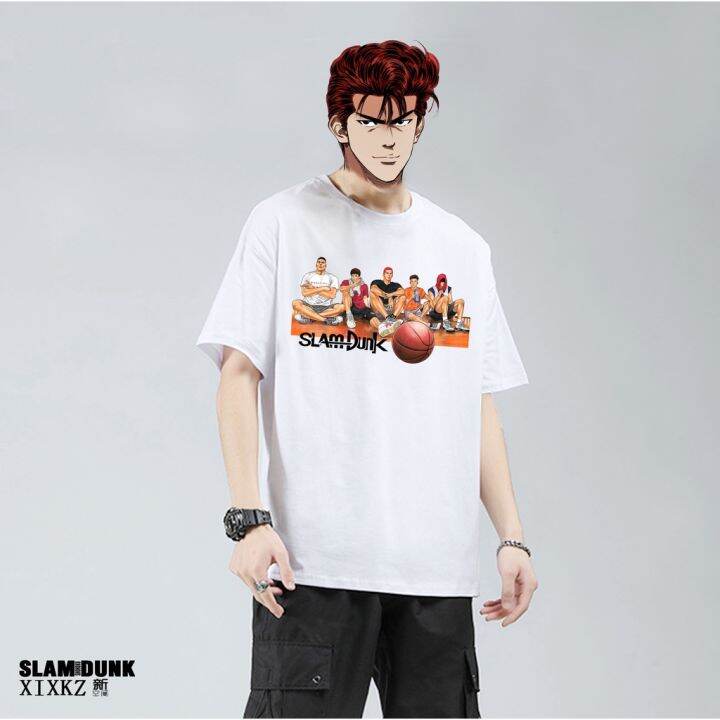 ข้อเสนอพิเศษ-tshirt-t-shirt-เสื้อยืดแขนสั้น-ผ้าฝ้ายแท้-พิมพ์ลายอนิเมะ-slam-dunk-sakuragi-flower-road-rukawa-kaede-mitsui-แฟชั่นฤดูร้s-5xl