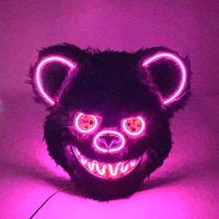 Hot Sales LED Bloody Bear Mask Luminous Neon Face Mask For Halloween Cosplay Masquerade Carnival Decoration Makeup Masque Masks