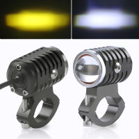 Motorcycle LED Mini Headlight Projector Dual Color Driving Light Auxiliary Spotlight Lamp for Cafe Racer A Scooter