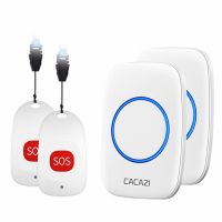 ✷✸♛ CACAZI Smart Home Wireless Pager Doorbell Old man Patient Emergency Alarm 80m Remote Call Bell SOS Button US EU UK Plug Receiver