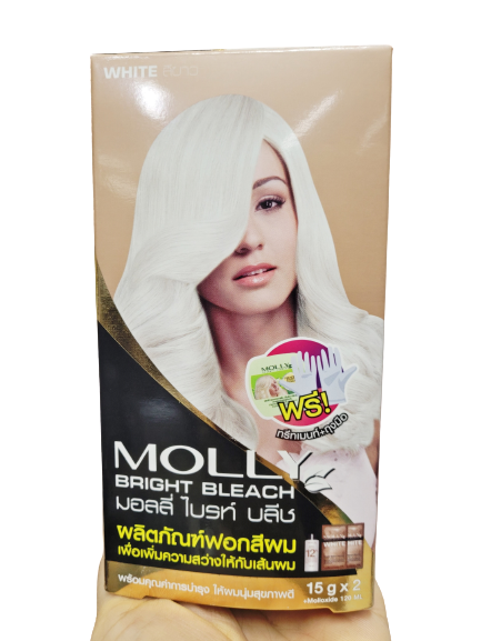molly-มอลลี่-ผงฟอก-1-กล่อง-15-กรัม-2-ซอง-molloxide-120-ml-ผงฟอก-ผงกัด-สีผม-น้ำยากัดผม-สีขาว