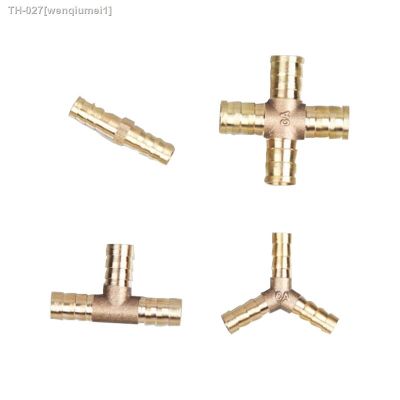 ☫☍ Brass Barb Pipe Fitting 3 4 Way T Y Straight Elbow Hose Barb 6 8 10 12 14 16 19mm Copper Barbed Connector Joint Coupler Adapter