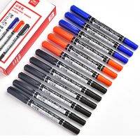 3 pcs Deli 0.5/1 มม. Dual Tip สี Mark ปากกาถาวรภาพวาดกันน้ำ CD ผ้าโลหะหินไม้ Office Drawing Writing Tool-czechao