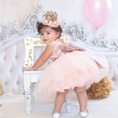 〖jeansame dress〗 Princess GirlSleeveless Bowfor 1 Year Birthday Party Toddler Costumefor Events Occasion Vestidos Infant