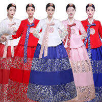 Multicolor เสื้อผ้าเกาหลีแบบดั้งเดิมสำหรับผู้หญิง Court เครื่องแต่งกายแห่งชาติ Hanbok Sequined Stage Dance Dress ปีใหม่ Party Wear