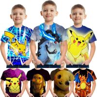 Pokemon Pikachu อะนิเมะ T เสื้อเด็กฤดูร้อนกราฟิกใหม่แขนสั้นเสื้อยืดขนาดใหญ่สบายๆแฟชั่น Top Tees