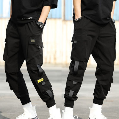 Xinyi3 ผู้ชาย Joggers กางเกงฮาเร็มฮิปฮอปสีดำกางเกงคาร์โก้สตรีทแฟชั่นยืดหยุ่นฟุตกางเกงเหงื่อฮาราจูกุ