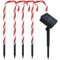 Christmas Candy Cane Lights Solar Power Light String Outdoor Warm LED Home Garden Ground Plug Crutch New Year Christmas Decor