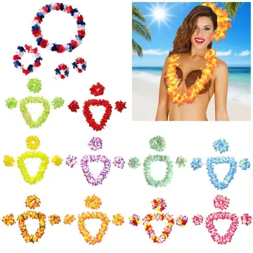 Hawaiian Lei Garland Flower Necklace Hula Tropical Party Decorations Fancy  Dress | eBay