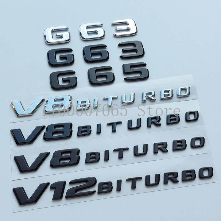 {car parts} 2017 Flat Letters G63 G65 V8 Biturbo V12 Biturbo Emblem for ...