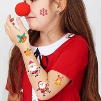 New Christmas Tattoo Stickers Children Kids Cute Cartoon Transfer Face Arm Body Art Festival Party Makeup Tattoo Decals Decors