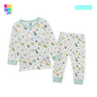 KiddeeCrew  ชุดนอนเด็กครีมเขียวลายคัพเค็ก Green cream pajamas with cupcake pattern เหมาะสำหรับอายุ 1-12 ปี