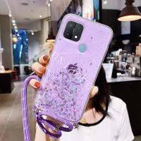 【Enjoy electronic】 Phone case For OPPO A15 A15S Style Lanyard Bling Glitter Soft Tpu Transparent Cover