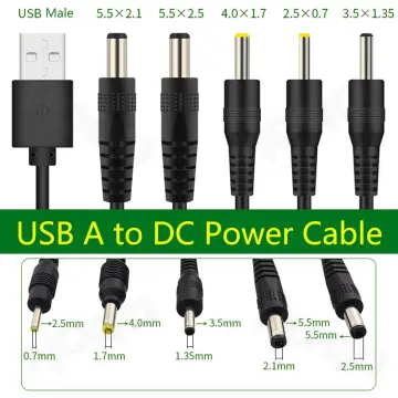 0.5M 2M 5V USB type A Male to DC 3.5 1.35 4.0 1.7 5.5 2.1 5.5 2.5mm male  plug extension power cord supply Jack cable connector