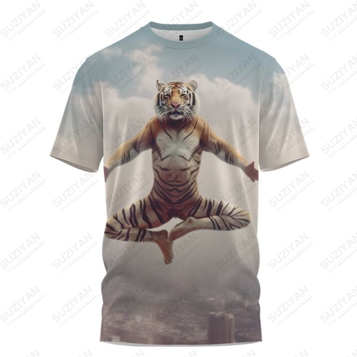 ฤดูร้อนเสื้อยืดผู้ชาย-tiger-ฝึกศิลปะการต่อสู้-3d-พิมพ์เสื้อยืดแฟชั่นเสื้อยืดหลวมสบายๆกีฬาเสื้อยืด