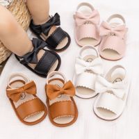 【hot】！ KIDSUN 2021 New Arrival Baby Sandals Infant Bow-knot Leather Rubber Sole Flat Toddler