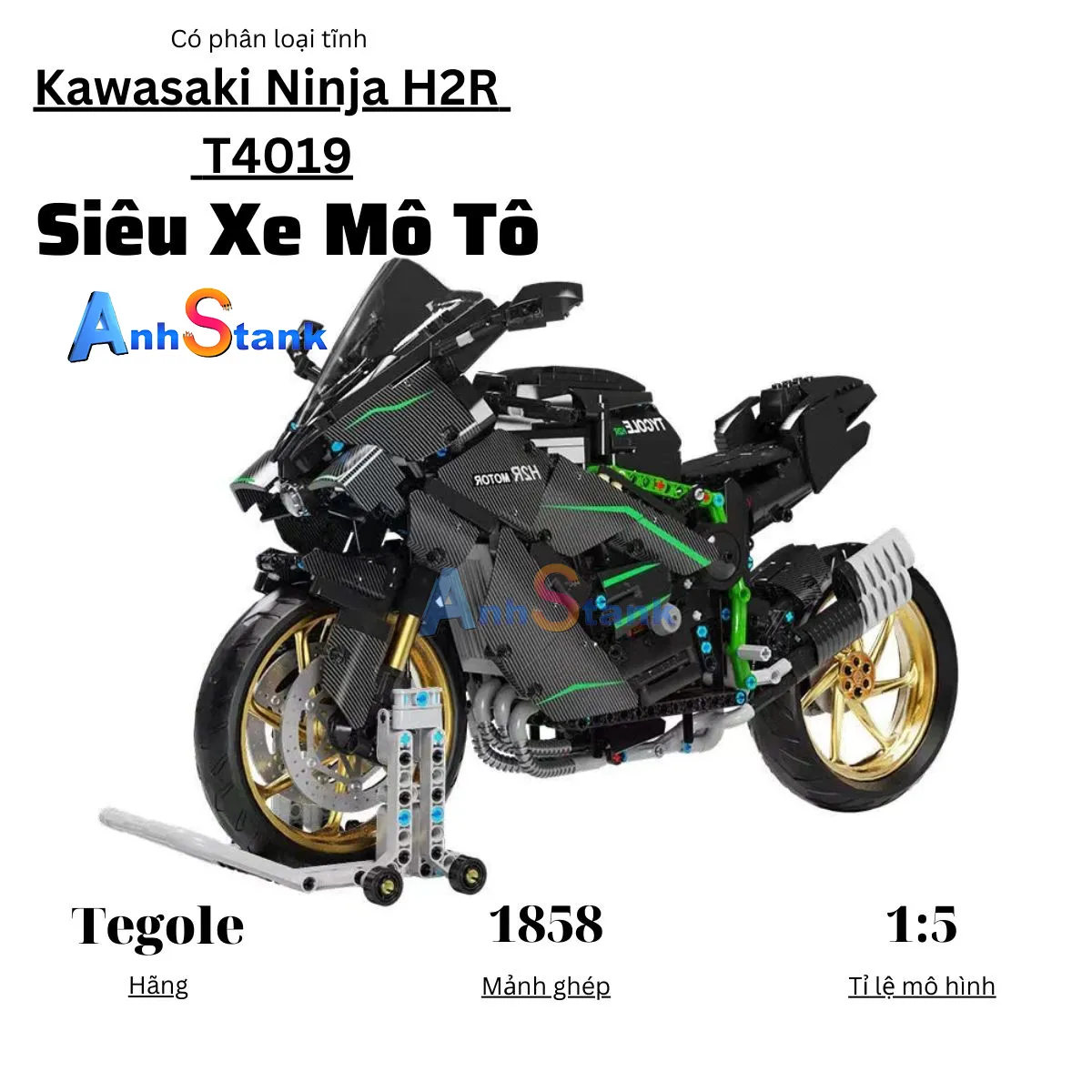 Mô hình lắp ráp xe máy Technic Kawasaki Ninja H2R tỉ lệ 1:5 SKU ...