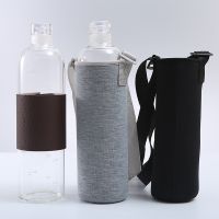 [COD] Single-layer high borosilicate glass with quilt transparent mineral water bottle outdoor travel sports cup cross-border